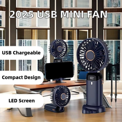 2025 New USB Handheld Fan Mini Portable Charging Foldable Plastic Electric Fan for Office & Student Car Outdoor Use Perfect Gift